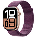 Apple Watch Series 10 GPS 46 mm Aluminium Rose Or Bracelet Sport Textile Prune