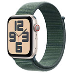 Apple Watch SE GPS + Cellular (2024) 44 mm Alluminio Stellar Light Sport Wristband Texitle Lake Green .