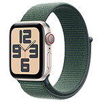 Apple Watch SE GPS + Cellular (2024) 40 mm Aluminium Stellar Light Sport Wristband Lake Green .