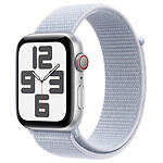 Apple Watch SE GPS + Cellular (2024) 44 mm Aluminium Argent Bracelet Sport Texitle Nuée Bleue