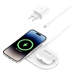 Belkin Belkin Chargeur Magsafe Qi2 15 W pour Iphone Stand et Airpods 2 en 1 - Blanc