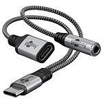 Goobay Cavo da USB-C a USB-C + jack da 3,5 mm (M/F) - 1,5 m - Nero/Grigio.