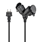 Goobay Double outdoor power extension cable - 5 metres - Black .