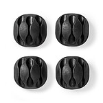 Nedis Lot de 4 Mini clips de câbles - 3 slots jusqu'à 5.3 mm - Noir