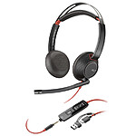 HP Poly Blackwire 5220 USB-C Stéréo Noir + Connexion 3.5 mm + Adaptateur USB-C/A