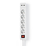 Nedis Multiprise 5 prises avec 2 ports de charge USB et 1 interrupteur (Blanc)