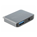 Adaptador DeLock de USB-C a USB-A + clavija de 3,5 mm (M/F) Gris
