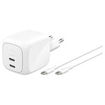 Belkin BoostCharge Pro GaN Dual USB-C Wall Charger (67W) with USB-C Cable (White)