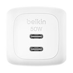 Belkin BoostCharge Pro Caricabatterie da muro GaN con due porte USB-C da 50 W (bianco)