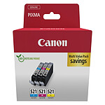 Canon CLI-521 Pack 3 Cartouches Couleurs (Cyan/Magenta/Jaune)