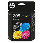 HP 308 (6L6S6UE-LS1) - Pack de 2 Cartouches Noir/3 Couleurs