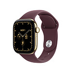 Apple Watch Series 12 GPS + Cellular 42 mm Titane Or brillant Bracelet Sport Bordeaux M/L