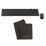 INOVU Pack clavier-souris AW10B + FM1200 + Desk Mat Noir