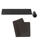 INOVU Pack clavier-souris AW10B + EG200V + Desk Mat Noir
