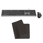 INOVU Pack clavier-souris AW10G + EG200M + Desk Mat Noir