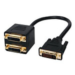Câble DVI-D Single Link mâle / 2 DVI-D Single Link femelles (20 cm)