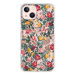 LaCoqueFrançaise Coque iPhone 13 silicone transparente Motif Fleurs Beige et Rose ultra resistant