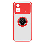 Avizar Coque pour Xiaomi Poco X4 Pro 5G Bi-matière Bague Métallique Support Vidéo  Rouge