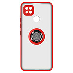 Avizar Coque pour Xiaomi Redmi 10A Bi-matière Bague Métallique Support Vidéo  rouge