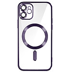 Avizar Coque MagSafe pour iPhone 11 Silicone Protection Caméra  Contour Chromé Violet