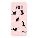 Evetane Coque Samsung Galaxy S8 Silicone Liquide Douce rose pâle Chat Lignes