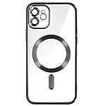 Avizar Coque MagSafe pour iPhone 12 Silicone Protection Caméra  Contour Chromé Noir