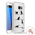 Evetane Coque Samsung Galaxy S7 360 intégrale transparente Motif Chat Lignes Tendance