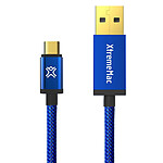 Xtrememac - Câble reversible USB-C vers USB-A 10cm - bleu