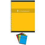 CONQUÉRANT Cahier reliure intégrale 24 x 32 cm 180p 70g petits carreaux Coloris aléatoire