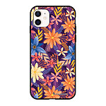 LaCoqueFrançaise Coque iPhone 12 Mini Silicone Liquide Douce Fleurs violettes et oranges