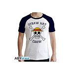 One Piece - T-shirt Skull homme MC blanc & bleu - premium - Taille M