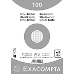 EXACOMPTA Paquet 100 Fiches Bristol Quadrillé 5x5 non Perforé 148x210mm - Blanc x 10