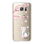 Evetane Coque Samsung Galaxy S7 360 intégrale transparente Motif Chat et Fleurs Tendance