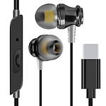 Écouteurs Filaires USB C Intra-auriculaires Microphone et Boutons LinQ Noir