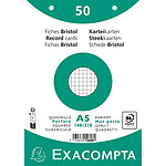 EXACOMPTA Paquet 50 fiches sous film - bristol quadrillé 5x5 perforé 148x210mm - Blanc