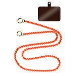 Avizar Bijoux Téléphone Perles 120cm avec Double Attache et Accroche Universelle Orange Foncé