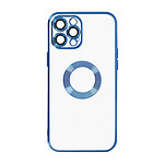 Avizar Coque iPhone 13 Pro Silicone Bloc Caméra Couvert  Transparent Contour Bleu Chromé
