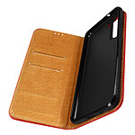 Avizar Housse pour Samsung Galaxy S21 FE Porte-carte Support Vidéo Cuir Véritable Rouge