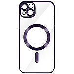 Avizar Coque MagSafe pour iPhone 14 Silicone Protection Caméra  Contour Chromé Violet