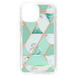 Avizar Coque Marbre pour iPhone 13 Pro Hybride avec Coins Renforcés turquoise et Blanc