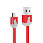 Avizar Câble Plat 3m USB vers Micro Usb - Rouge - Charge et Synchro