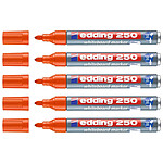 EDDING Marqueur pour Tableaux blancs 250 CorpsAlu Orange Pointe Ronde 1,5-3 mm x 5