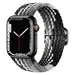 Avizar Bracelet pour Apple Watch 41mm et 40mm et 38 mm Nylon Tressé Ajustable par Boucle Métallique  noir et gris