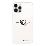 LaCoqueFrançaise Coque iPhone 12/12 Pro 360 intégrale transparente Motif Coeur Noir Amour Tendance