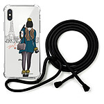 LaCoqueFrançaise Coque cordon iPhone X/Xs noir Dessin Working girl