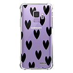 Evetane Coque Samsung Galaxy S9 anti-choc souple angles renforcés transparente Motif Coeurs Noirs