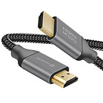 Swissten Câble HDMI 2.0 Ultra HD 4K 60Hz Nylon Tressé 3m Connecteurs Plaqués Or Noir