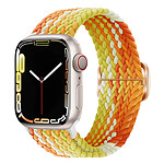 Avizar Bracelet pour Apple Watch 41mm et 40mm et 38 mm Nylon Tressé Ajustable par Boucle Métallique  jaune et orange