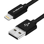 Akashi  Câble Lightning / USB iPhone, iPod, iPad Nylon Tressé Noir