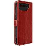 Avizar Housse pour Asus Rog Phone 7 Cuir Véritable Clapet Porte-carte Support Vidéo  Rouge